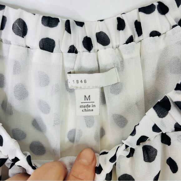 Cato black white dot bow chiffon top medium - Picture 4 of 6